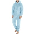 thumbnail image 3 of qolati Hooded Fleece Jumpsuit for Men Causal Long Sleeve Zip Up Onesie Pajamas Sleepwear with Pocket Soft Cozy Winter Warm Plush Loungewear, 3 of 7