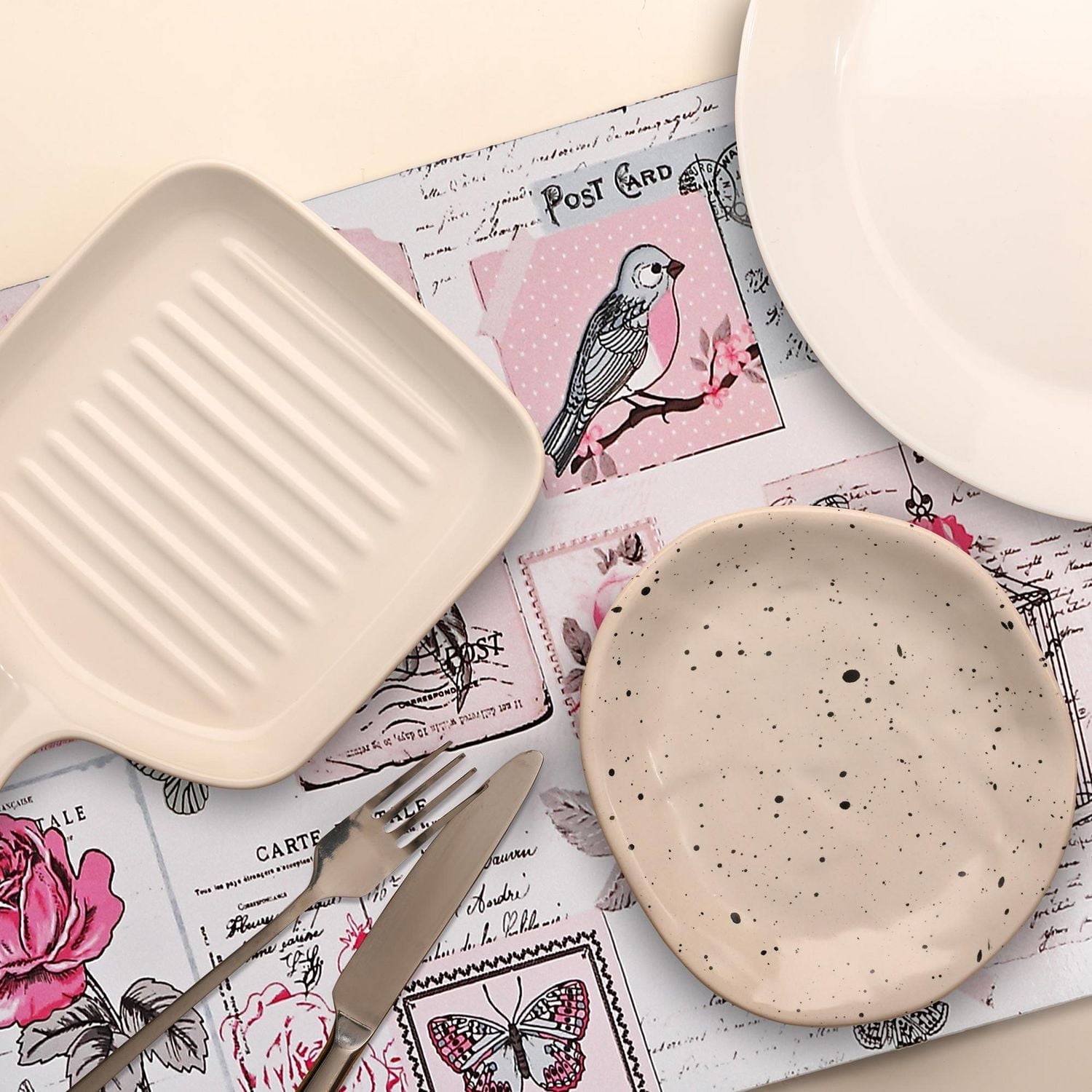 IH Casa Decor Plastic Placemat Rosy Postcard - Set of 12