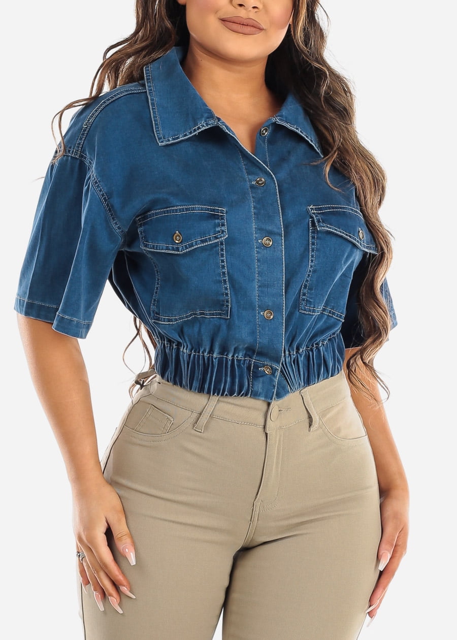 women's denim crop top