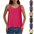 thumbnail image 2 of Summer Women'S Undershirts Tank Tops Solid Color Round Neck Back Slit Casual Padded Tank Tops — L, 2 of 8