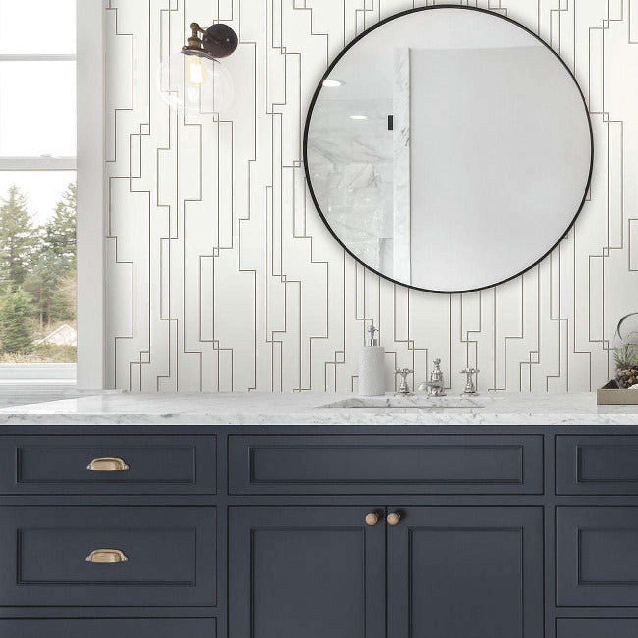 RoomMates Gray, Geometric Circuits Peel & Stick Wallpaper