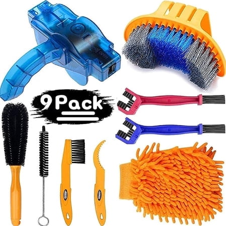 Focopot Bike Cleaning Kit (9Pcs) Including Chain Cleaner For Cycling Bicycle Clean Brush Tools For Mountain/Mt/Road/Bmx Bike