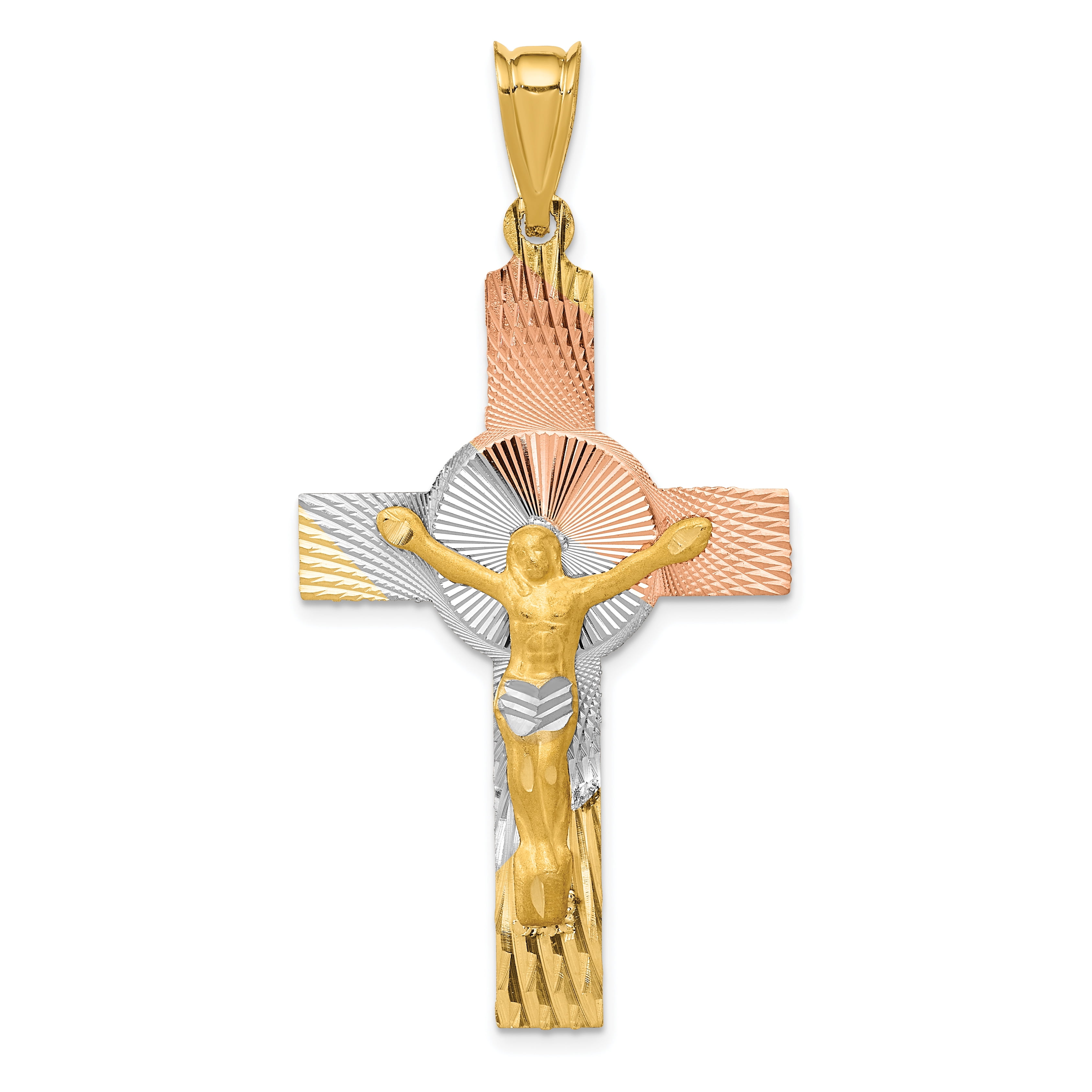 14K Yellow Gold Classic Cross Pendant – Italian Made Unisex Religious Jewelry