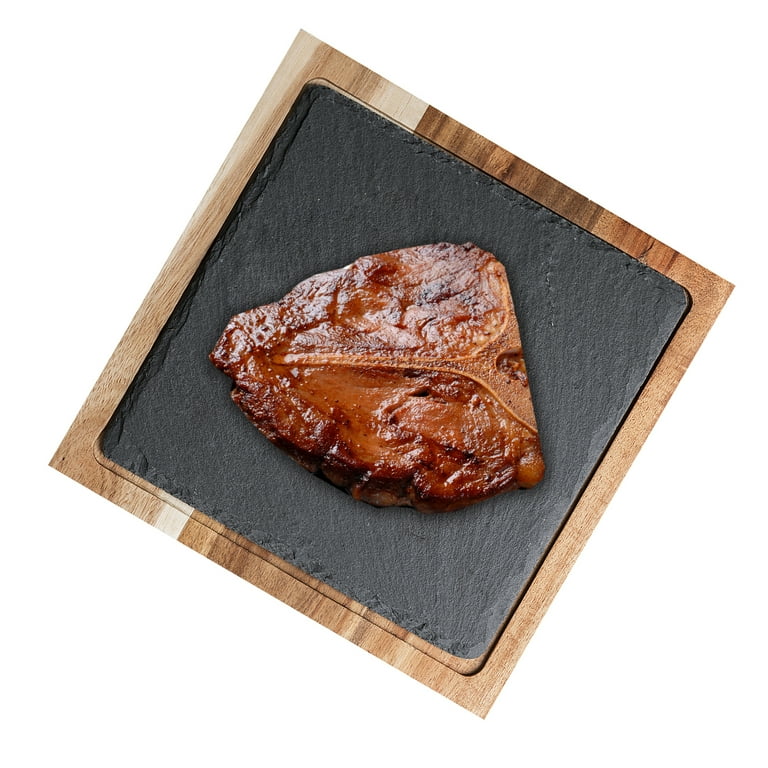 Steak Slate Plate - Acacia Wood - Stone - 3 Sizes Available