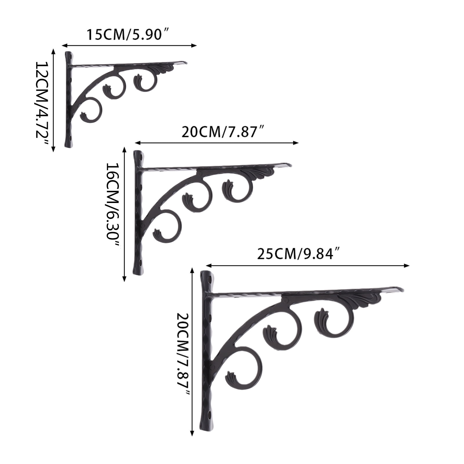 1 Pair Heavy Duty Wall Mounted Brackets Triangular Shape Shelf Bracket Durable