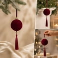 thumbnail image 5 of Dmlowu Christmas Tree Decorations, Velvet Flocked Red Christmas Ornaments with Tassel & Gold Bell, Red Christmas Decorations for Tree Mantel Holiday Party, 5 of 7
