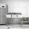 thumbnail image 5 of Stainless Steel Sink, 57x26x44inch, Three Bowl Compartment, Hot & Cold Hoses, Kitchen Utility Sink for Garage, Restaurant, Indoor Outdoor, 5 of 9