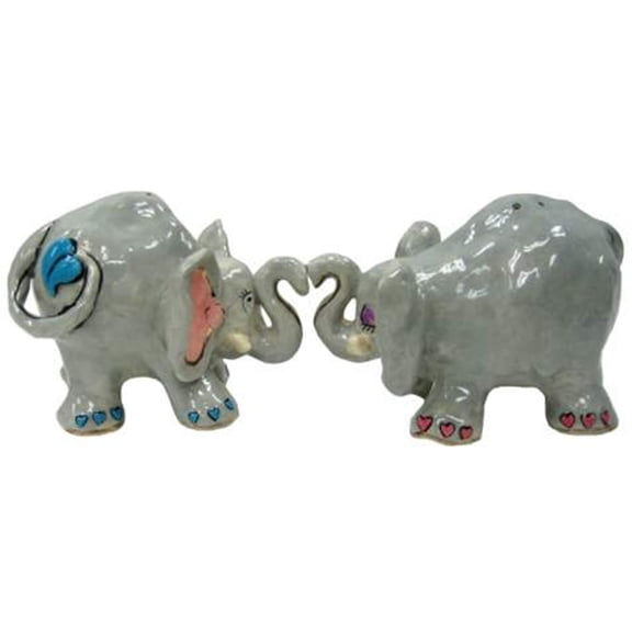 Elovephants Whimsical Elephants Couple Salt and Pepper Shakers Set