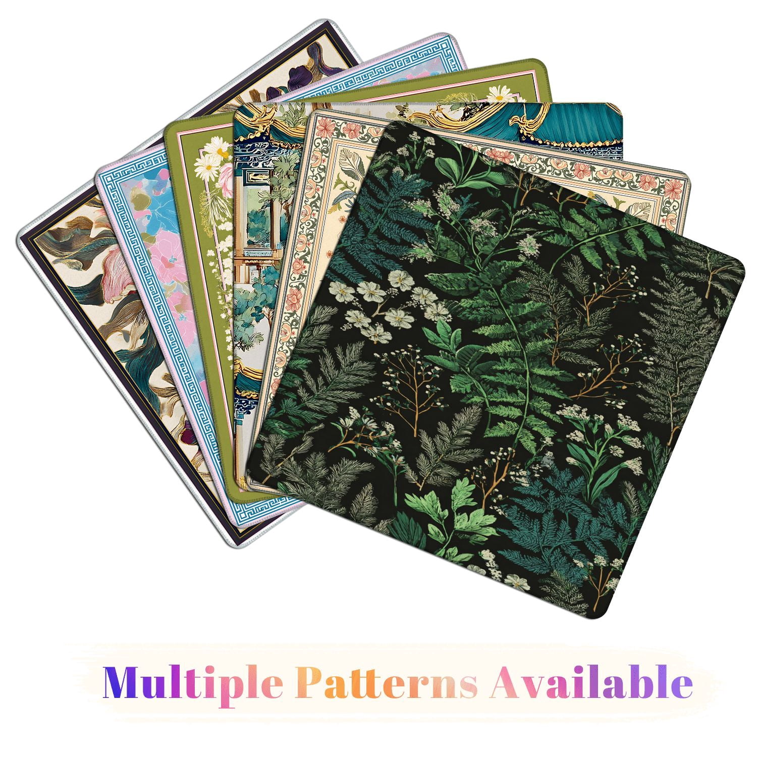 Mahjong Mat 31.5" x 31.5" Magical forest Botanical seamless Vintage Non-Slip Noise Reduction American Mahjong Tiles Table Cover for Dominoes Poker Card Board Games Gift