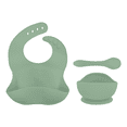 thumbnail image 1 of Kit Bebe Linium 3en1 Babero Cubiertos Plato Silicon Suave Color Verde Olivo, 1 of 9