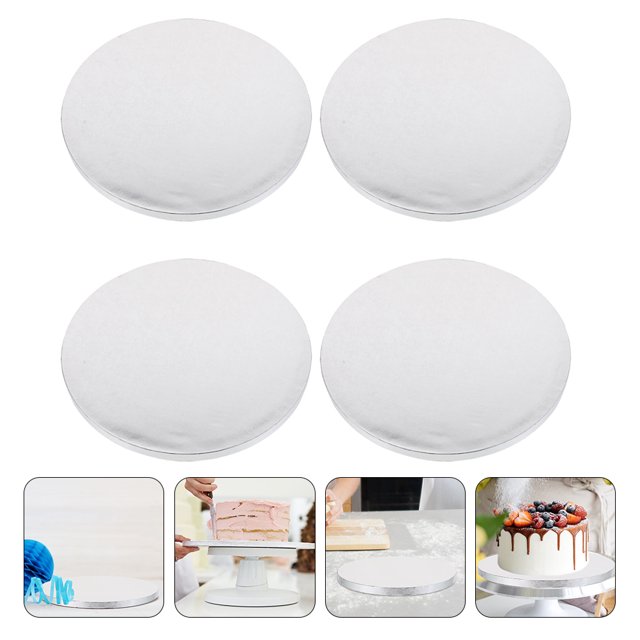 OULII Ensemble de 4 Petites Planches à Gâteau Rondes en Papier D\'aluminium pour Outils de Pâtisserie