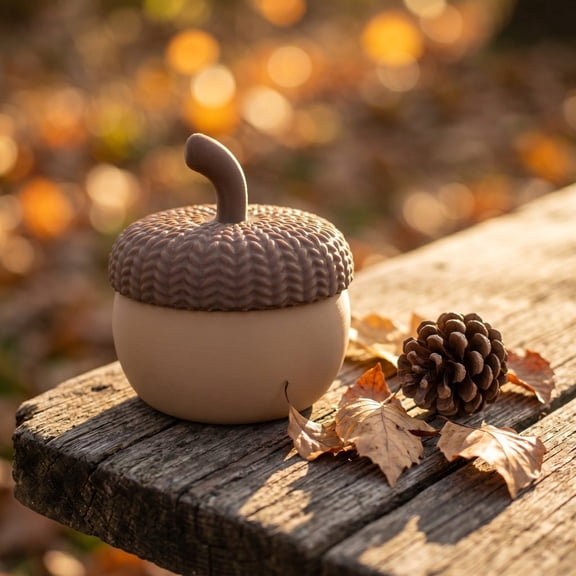 AMARHH Acorn Shaped Storage Jar, Texture Lid, Decorative Trinket Container, Multi Purpose Box for Jewelry, Candy, Desktop Sundries, Autumn Home Tabletop Decor