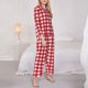 thumbnail image 3 of Balery Red Checkboard Conjunto de Pijama con Estampado para Mujer, Conjunto de Dos Piezas con Manga Larga, Ropa de Dormir Suave con Bolsillos, Pijamas Cómodos-Small, 3 of 7