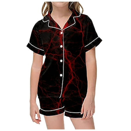 

Outfits For Toddler Christmas 2 Piece Pajamas Kids Graphic Print Short Sleeve Button Shirt Shorts Pajama Clothes Sets Size 6-7 Years