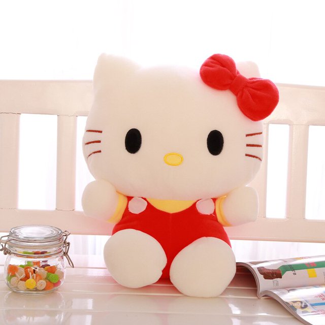 Juguete de peluche de Hello Kitty para niñas, Kawaii Sanrioes muñeco de peluche de dibujos animados, suave, decoración del hogar, cojín de almohada lindo, regalo de cumpleaños