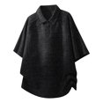 thumbnail image 4 of IWRICH Men's Knit Oversize Polo Shirts Short Sleeve Plus Size Henley Collared Shirt Summer Baggy Streetwear Black XL, 4 of 7