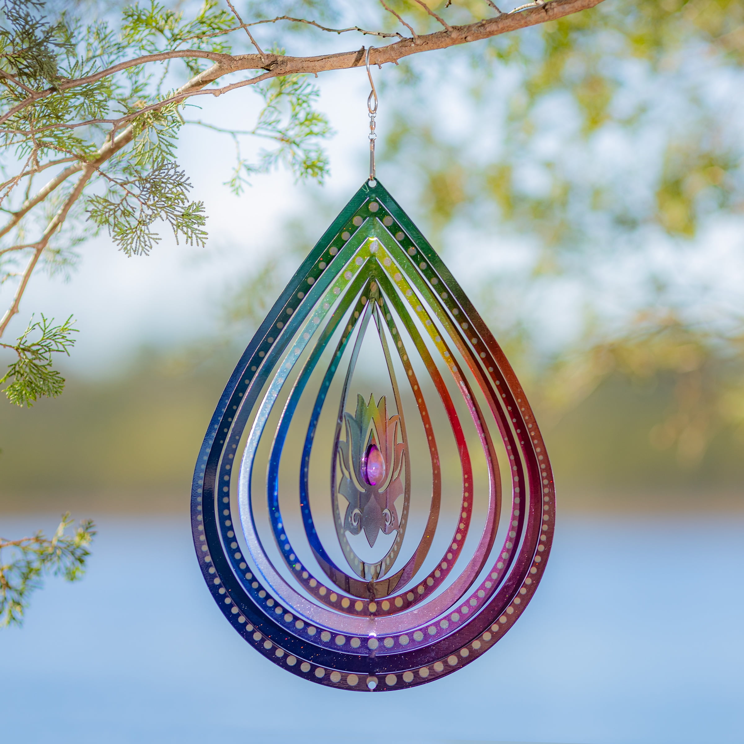 VP Home Lotus Teardrop 3D Metal Outdoor Garden Decor Wind