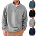 thumbnail image 2 of ZCFZJW Mens Fuzzy Fleece Sweatshirt Quarter Zip Mock Neck Pullover Long Sleeve Winter Fall Outdoor Warm Outerwear Tops Navy XXL, 2 of 9