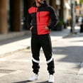 thumbnail image 4 of Lyrehush Casual Outfits for Men Color Block Pullover Hooded Sweatshirt with Jogger Pants Tracksuits, 4 of 5