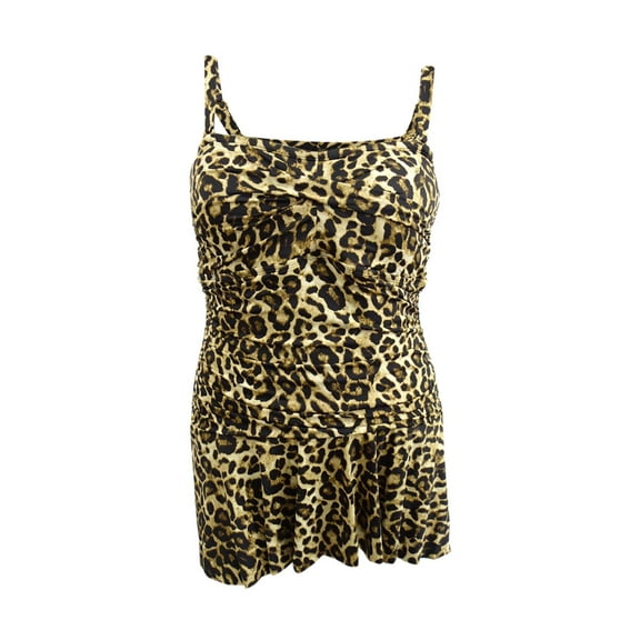 Lauren Ralph Lauren Women's Plus Skirted One-Piece Swimsuit (20W, Leopard)