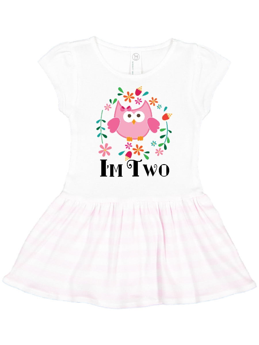INKtastic 2nd Birthday Owl for 2 Year Old Girls Toddler Dress