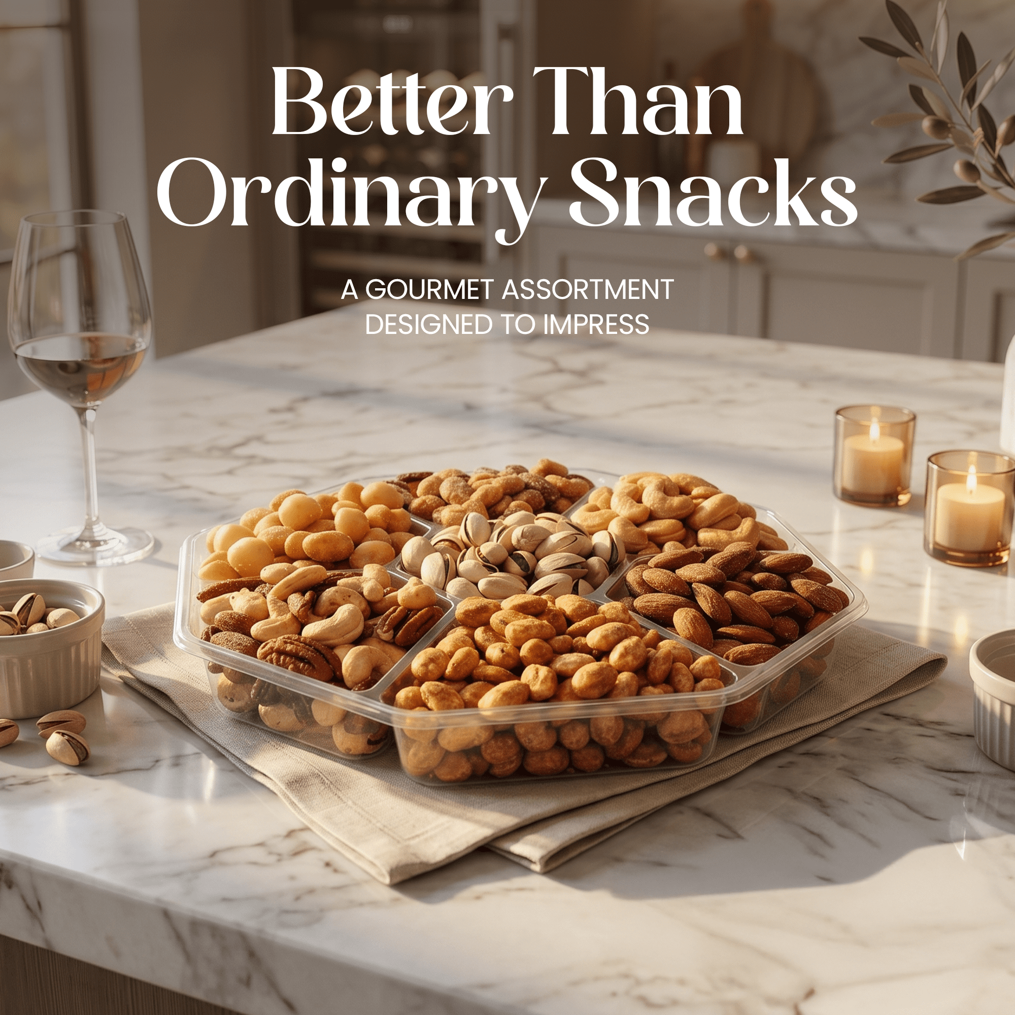 Gourmet Nuts Gift Tray, 7-Variety Sweet & Roasted Nut Assortment, 1 lb