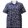 thumbnail image 1 of A Personal Touch Women's Plus Size Short Sleeve Button Front Cotton Camp Shirt - Navy Bouquet - 5X, 1 of 2