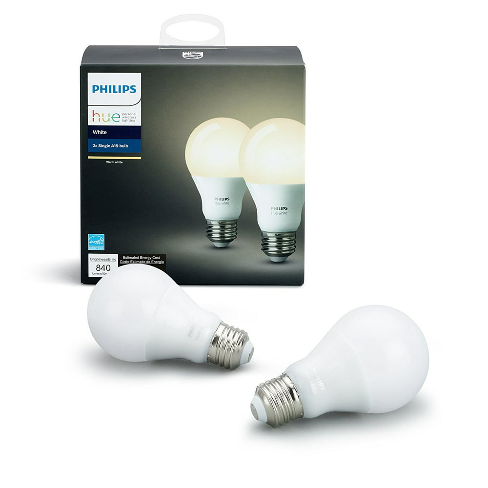 Philips Hue White A19 Smart Light Bulb, 60W LED, 2-Pack - Walmart.com