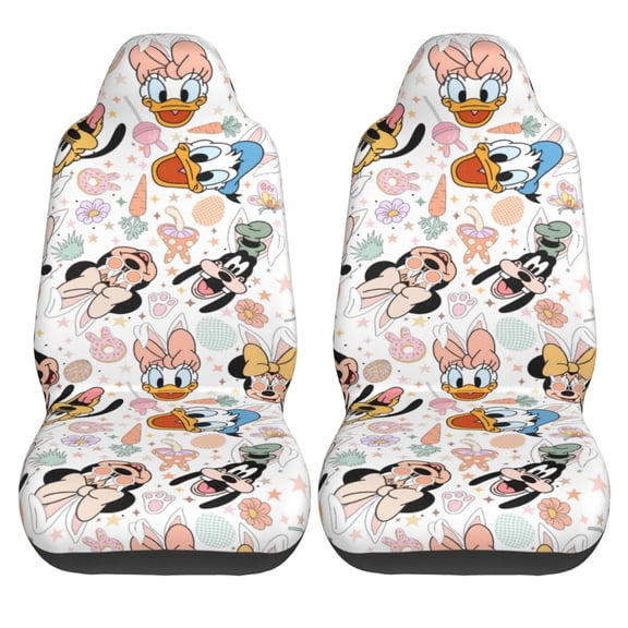 2PCS Universal Fit Car Seat Covers, Mickey Print Car Seat Cover For Front Seat Cushion Protectors Two Pcs Auto Accessories Bucket Seat Covers