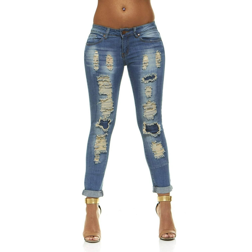 VIP Jeans - VIP Jeans Juniors plus ripped repaired distressed blue ...