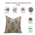 thumbnail image 4 of Fabdivine Block Print Throw Pillow Cover, 26x26 Inch Thick Linen Handmade Cushion Cover, Floral Print Boho Design Grey Pillow Cover for Sofa and Couch, 4 of 5