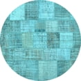 thumbnail image 1 of Ahgly Company Indoor Round Patchwork Light Blue Transitional Area Rugs, 5' Round, 1 of 4