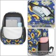 thumbnail image 4 of Sunflower and Daisy Blue Pattern 17" Waterproof Oxford School Backpacks for Teens, S-Shape Padded Straps, for School, Travel, Hiking, Camping, 4 of 5