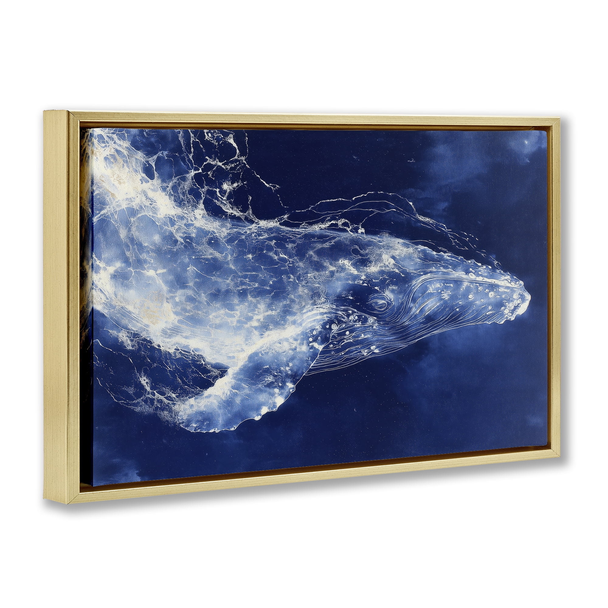Stupell Industries Whale in Motion Gold Framed Floater Canvas Wall Art, design by Chromatic Storm Studio