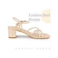 thumbnail image 3 of BLISSFUL STEP Open Toe Slingback Chunky Heel Sandals for Women Beige (Size 6), 3 of 4
