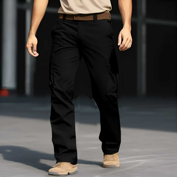 Pantalones largos para hombre, estilo casual, con cintura elástica y bolsillos, a la moda para exteriores