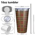 thumbnail image 4 of 16oz Tumblers Brown Red Yellow Plaid Checkered Pattern Stainless Steel Vacuum Insulated Double Wall Travel Tumbler Cups Mug with Lid and Straw,Cleaning Brush for Coffee,Tea, 4 of 4