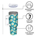 thumbnail image 4 of 40oz Tumbler with Handle and Straw, Vacuum Insulated Stainless Steel Travel Mug, Fits Car Cup Holder, Daisy Floral Print, 4 of 6