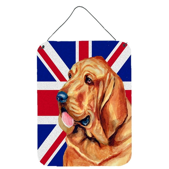 Bloodhound with English Union Jack British Flag Wall or Door Hanging Prints
