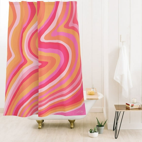 Society6 Cat Coquillette Sunshine Melt Pink Peach Shower Curtain 71" x 74"