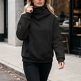 thumbnail image 5 of MaFYtyTPR Women's Cowl Neck Hoodie with Face Cover Casual Pullover Hooded Sweatshirt with Pocket Fall Winter Outdoor Warm Tops 01-Black L, 5 of 6