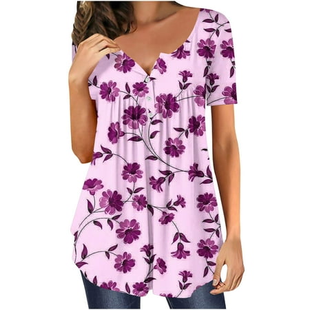 

Yourumao Women Clearance Tops Vine Floral Graphic Slim Tunics Bustier for Womens Fall Summer Short Sleeve Crew Henley Neck Lounge Pleated Ruched Blouses Camisole Ladies Button 2023 Clothing Trendy