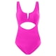 thumbnail image 4 of Gibobby Trajes de Baño Mujer Traje de baño dividido de bikini de talle sexy con cuello en V sólido casual para mujer(Rosa caliente,G), 4 of 5