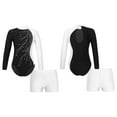 thumbnail image 3 of inlzdz Shiny Sequined Gymnastics Leotards for Girls with Dance Shorts 2Pcs Gymnastics Set Dancewear White 14, 3 of 6
