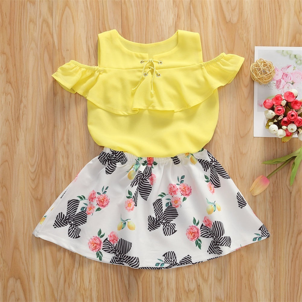 FORESTIME_baby clothes girl FORESTIME 2PC Newborn Baby Girls Short Sleeves T-Shirt+Print Floral Summer Skirt Set 