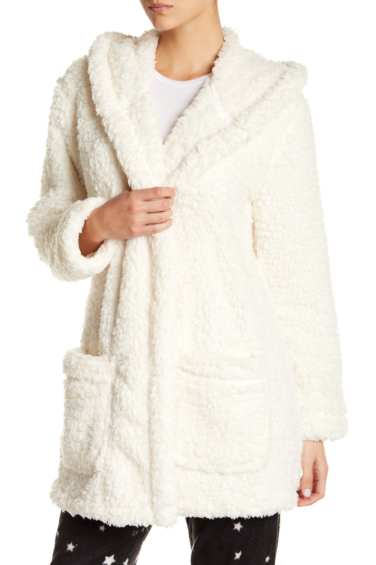 fuzzy cardigan with hood