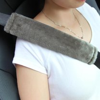 Soft Faux Fur Universal Fit Seatbelt Cover Car Truck SUV Airplane Seat Belt Shoulder Pad for Carmera Backpack Straps Neck Cushion Protector 2 Pack 10.5in Brown Gray