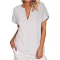 thumbnail image 2 of Nrmvnmi Womens Linen T Shirts Basic V Neck Tee Loose Fitting Casual Short Sleeve Tops For Mothers day gifts, 2 of 8
