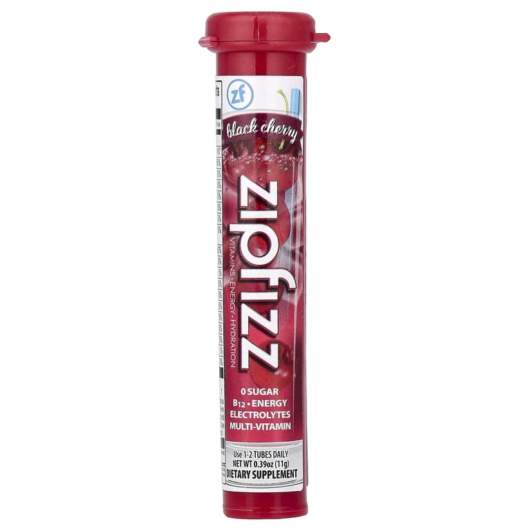 Zipfizz, Energy Drink Mix, Black Cherry, 20 Tubes, 0.39 oz (11 g