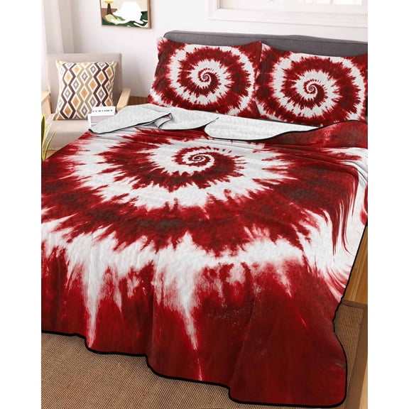 Red Ombre King Size Down Alternative Comforter, Lightweight Comforter Quilt Bedding Set with Pillow Shams Farmhouse Chic Tie Dye Abstract Retro Art All Seasons Bed Comforter Duvet Insert 96"x106"